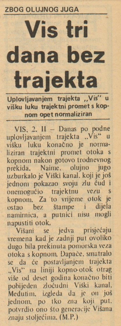 Slobodna Dalmacija, 3 February 1986