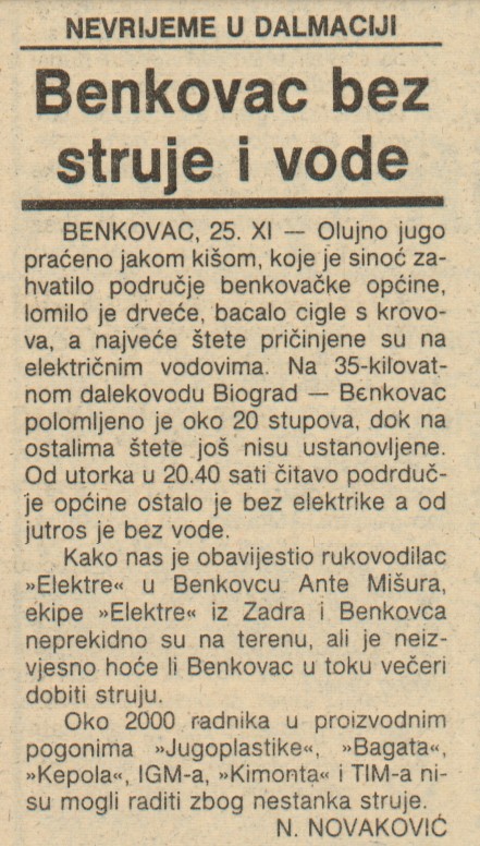 Slobodna Dalmacija, 26 November 1987