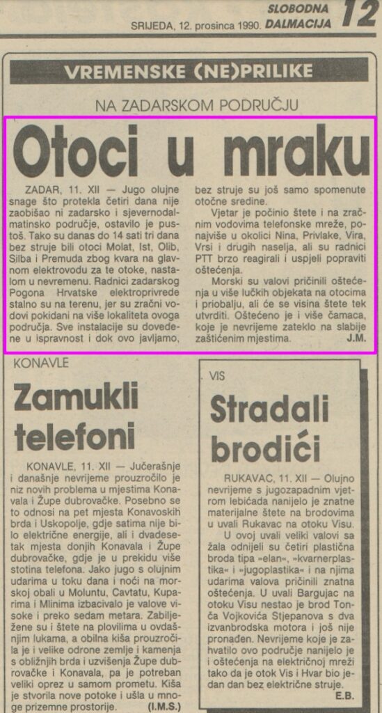 Slobodna Dalmacija, 12 December 1990