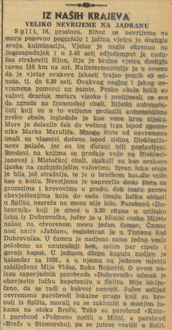 Obzor, 16 December 1937